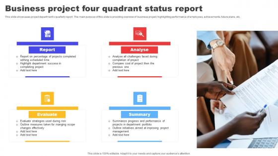 Business Project Four Quadrant Status Report Summary pdf