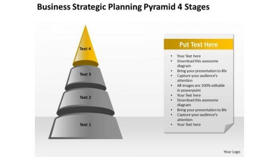 Business Strategic Planning Pyramid 4 Stages Ppt How Make PowerPoint Templates