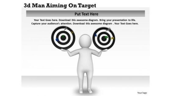 Business Strategy 3d Man Aiming On Target Character Models