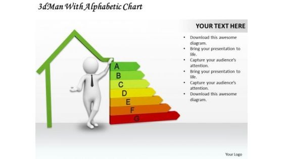 Business Strategy 3d Man With Alphabetic Chart Adaptable Concepts