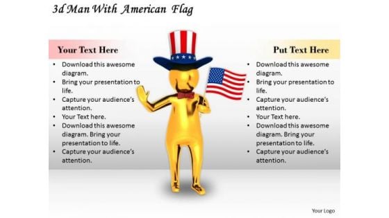Business Strategy 3d Man With American Flag Adaptable Concepts Business Strategy 3d Man With American Flag Adaptable Concepts