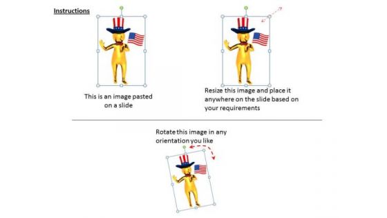 Business Strategy 3d Man With American Flag Adaptable Concepts