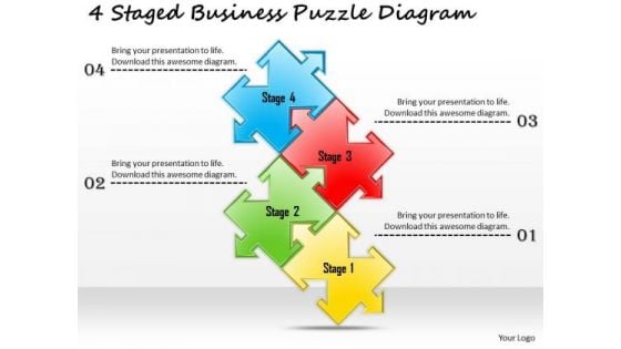 Business Strategy 4 Staged Puzzle Diagram Strategic Plan Outline Template