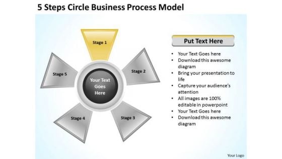 Business Strategy 5 Steps Circle Process Model Policy And