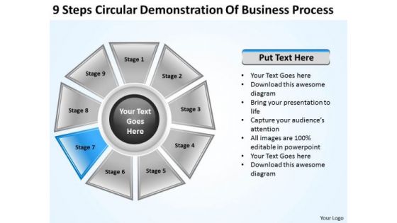 Business Strategy 9 Steps Circular Demonstration Of Process Sales Concepts