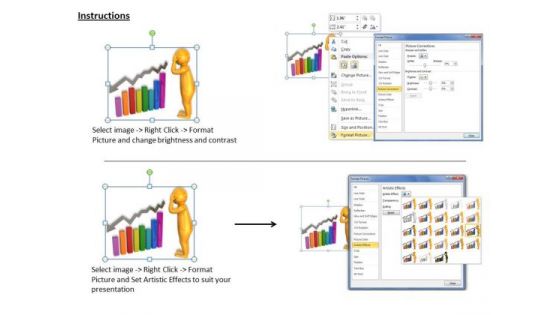 Business Strategy And Policy 3d Confused Man Front Of Bar Graph Character Models