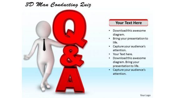 Business Strategy And Policy 3d Man Conducting Quiz Concept