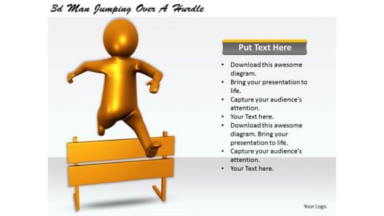 Business Strategy And Policy 3d Man Jumping Over Hurdle Concepts
