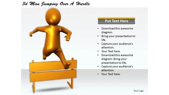 Business Strategy And Policy 3d Man Jumping Over Hurdle Concepts