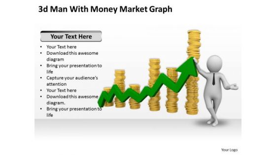 Business Strategy And Policy 3d Man With Money Market Graph Characters