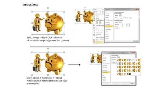 Business Strategy And Policy 3d Man With Piggy Bank Characters