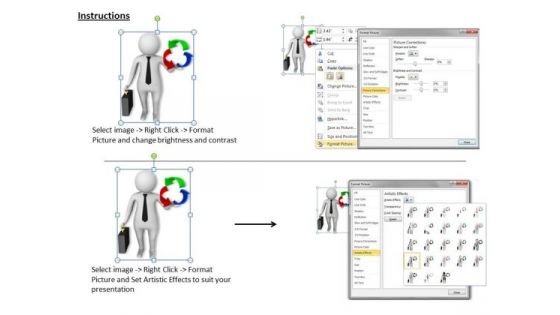 Business Strategy And Policy 3d Man With Recycle Icon Characters