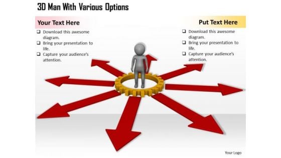 Business Strategy And Policy 3d Man With Various Options Character Modeling