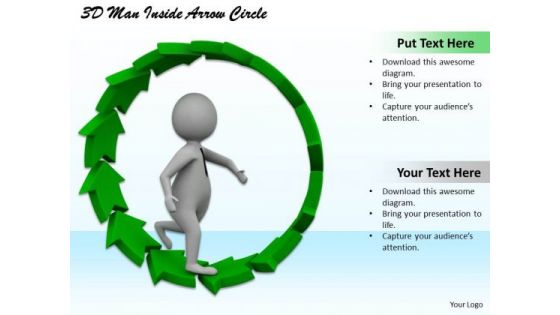 Business Strategy Concepts 3d Man Inside Arrow Circle