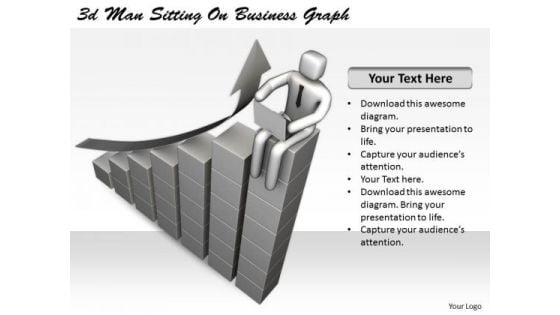 Business Strategy Concepts 3d Man Sitting Graph Statement Business Strategy Concepts 3d Man Sitting Graph Statement