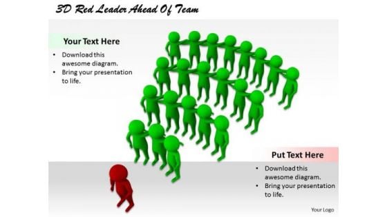 Business Strategy Concepts 3d Red Leader Ahead Of Team Character