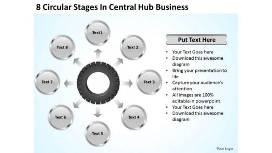 Business Strategy Concepts Circular Stages Central Hub Develop