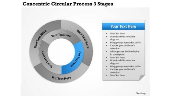 Business Strategy Concepts Concentric Circular Process 3 Stages Unit
