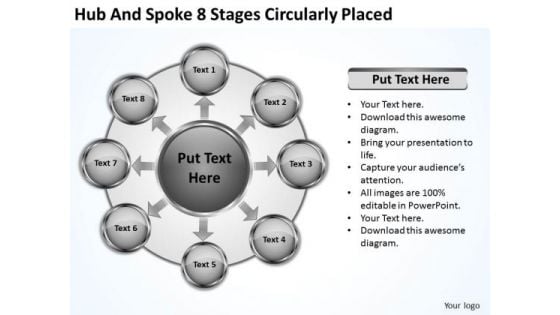 Business Strategy Concepts Hub And Spoke 8 Stages Circularly Placed Process