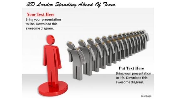 Business Strategy Consultant 3d Leader Standing Ahead Of Team Character Modeling