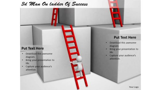 Business Strategy Consultant 3d Man Ladder Of Success Concept