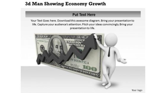 Business Strategy Consultant 3d Man Showing Economy Growth Concept Statement Business Strategy Consultant 3d Man Showing Economy Growth Concept Statement