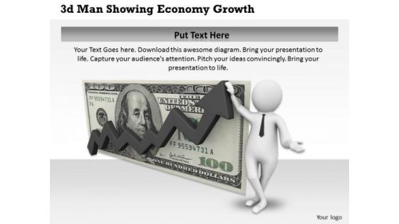 Business Strategy Consultant 3d Man Showing Economy Growth Concept Statement