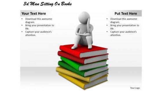 Business Strategy Consultant 3d Man Sitting Books Concept Statement