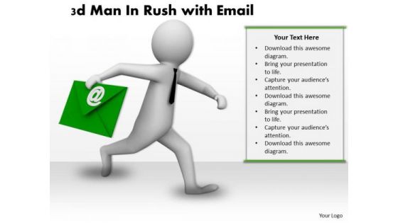 Business Strategy Consultants 3d Man Rush With Email Concept Statement