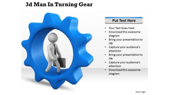 Business Strategy Consultants 3d Man Turning Gear Concept Statement