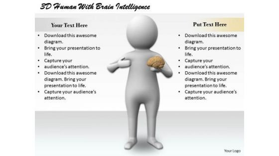 Business Strategy Development 3d Human With Brain Intelligence Concept Statement