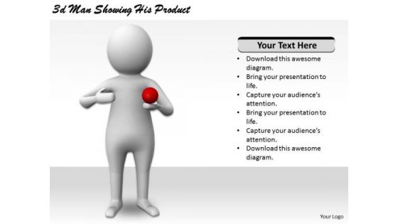 Business Strategy Development 3d Man Showing His Product Character Models