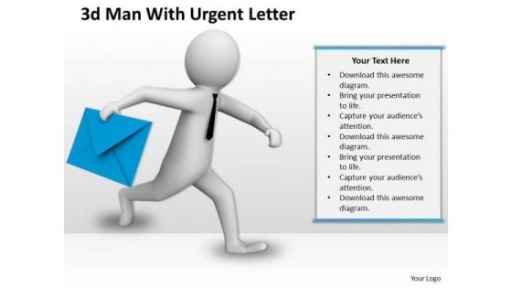 Business Strategy Development 3d Man With Urgent Letter Character