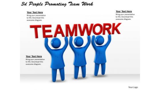 Business Strategy Development 3d People Promoting Team Work Concept Statement