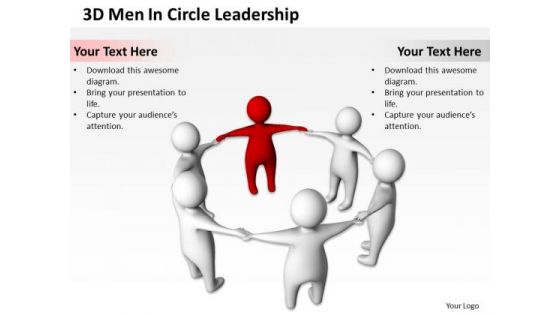 Business Strategy Diagram 3d Men Circle Leadership PowerPoint Templates