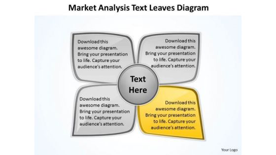 Business Strategy Diagram Market Analysis Text Leaves PowerPoint Slides