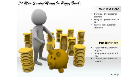Business Strategy Examples 3d Man Saving Money Piggy Bank Character Modeling