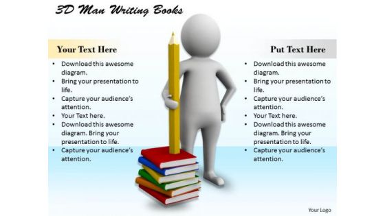 Business Strategy Examples 3d Man Writing Books Character Modeling