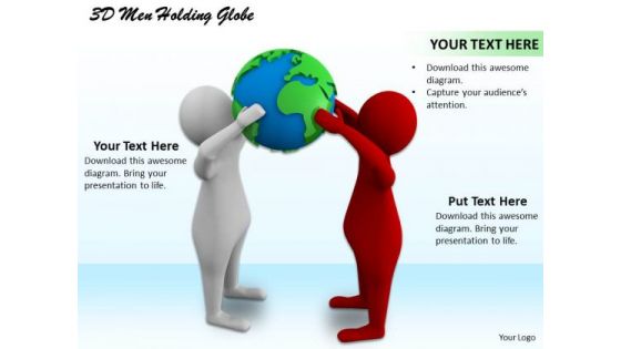 Business Strategy Examples 3d Men Holding Globe Character Modeling