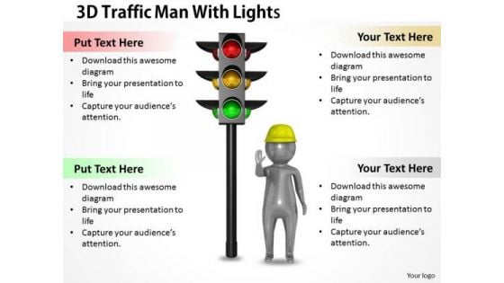 Business Strategy Examples 3d Traffic Man With Lights Adaptable Concepts