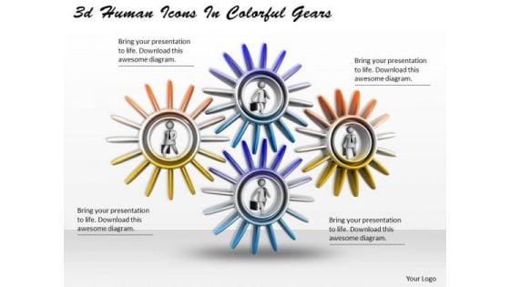 Business Strategy Execution 3d Human Icons Colorful Gears Character Models