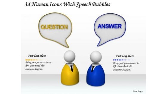 Business Strategy Execution 3d Human Icons With Speech Bubbles Character Models