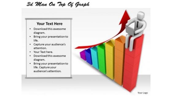 Business Strategy Execution 3d Man Top Of Graph Character Modeling