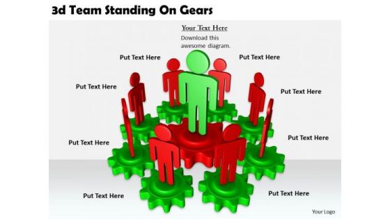 Business Strategy Formulation 3d Team Standing Gears Character