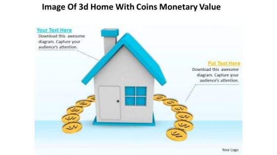 Business Strategy Image Of 3d Home With Coins Monetary Value