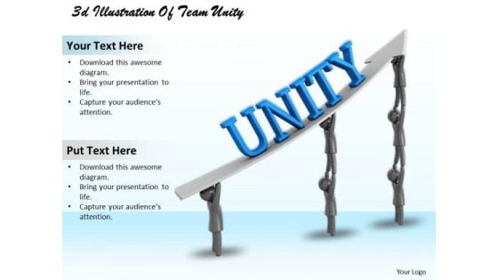 Business Strategy Implementation 3d Illustration Of Team Unity Character Modeling