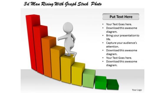 Business Strategy Implementation 3d Man Rising With Graph Concept