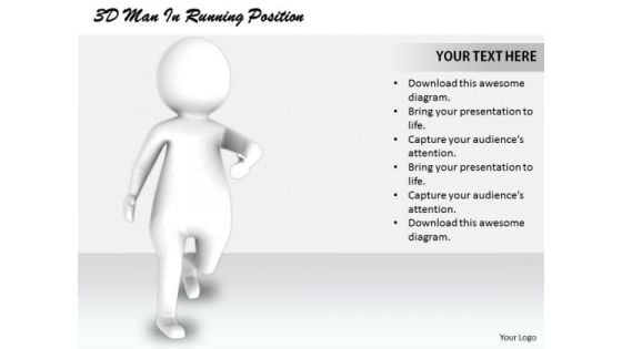 Business Strategy Implementation 3d Man Running Position Characters