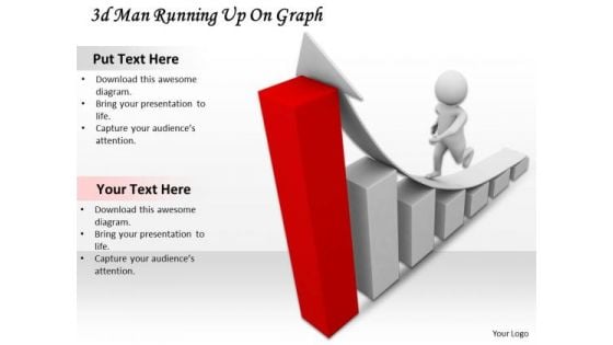 Business Strategy Implementation 3d Man Running Up Graph Concept