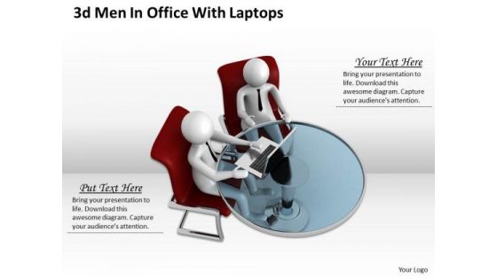 Business Strategy Implementation 3d Office With Laptops Concept